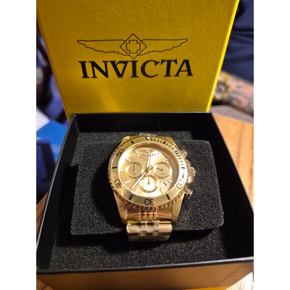 Invicta Pro Diver Titan Men's Watch 43mm Gold Steel and Brass 48382 - Picture 1 of 3